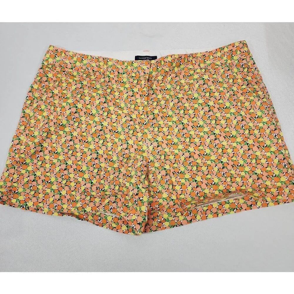 LANDS' END Shorts Women’s Plus Size 16 Fit 1 Citrus Print Chino Stretch Comfort